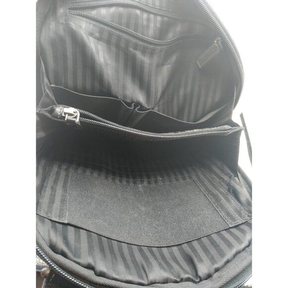 Jack Georges Black Leather Backpack With Multiple Compartments & Adjustable Stra - Picture 5 of 6